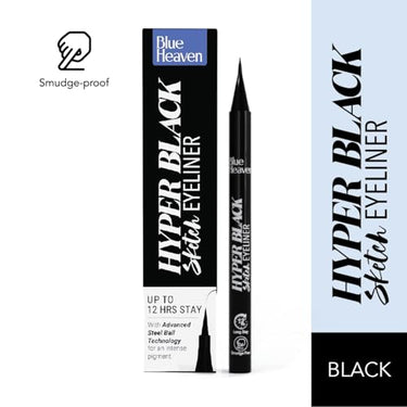 Blue Heaven Hyper Black Sketch Eyeliner Pen|Upto 12hr Stay with Matte Finish|Waterproof & Smudge Proof |One Stroke Easy Application|With Advanced Steel Ball Technology
